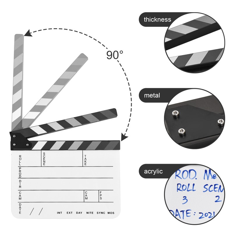 Acrylic Clapperboard Film Clapboard Movie Director's Slate Cut Action Scene
