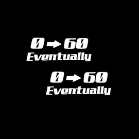 Smart (2 unidades) 0 a 60 calcomanías divertidas para coche, calcomanías de coche de batidor, calcomanías JDM lentas, calcomanías de vinilo troqueladas, color blanco, SD-774