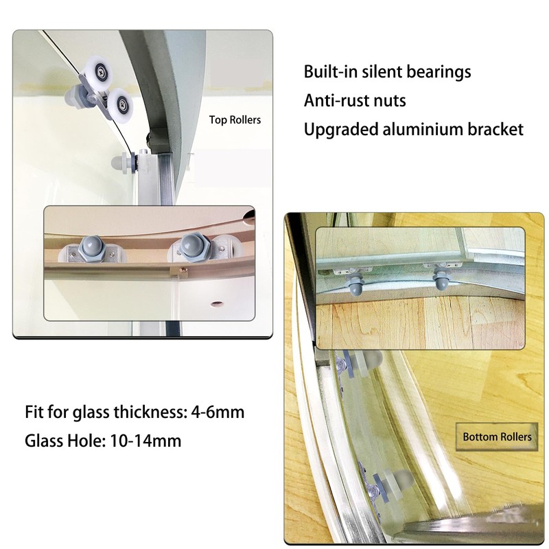Cokritsm Shower Cubicle Castors 23 mm, Shower Rollers with Double