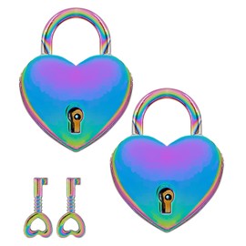 Jiozermi 2 Pcs Colorful Padlocks Key Lock with Key, Mini Love Heart Head Luggage Locks, Modern Fashion Style