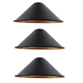 Vintage Metal Retro Style Non-Electric Lamp Shades Easy fit Black Inner Gold Lampshade for Living Rooms, bedrooms, Kitchen Dining Room, Cafe, and Restaurant 3 Pack (Style 3)