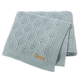 LAWKUL Baby Blanket Cellular Knitted 100% Cotton Soft Blankets for Newborn Boy Girls Toddler 100x80cm Mustard Cyan