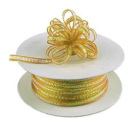 Ben Collection 1/8" X 50 Yards Iridescent Pull String Bows Ribbon (Old Gold)