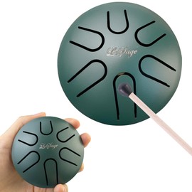LeSage Buddha Stones Mini Steel Tongue Drum 3 Inch 6 Note Sound Healing Drum Kit Mini Ethereal Drum Set Yoga Drum Musical Percussion Instruments Mini Handpan Drum Green