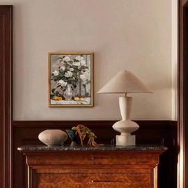 ARTZIO Vintage Framed Flower Wall Art, Floral Oil Painting Lemon Print, Farmhouse Wall Painting, Home Decor, Suitable For Living Room, Bedroom, Bathroom Decorative Painting, 8x10in Ready To Hang