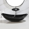 Washly Black Oval Bathroom Vessel Sink Tempered Glass Washing Bowl