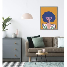 Kate and Laurel Sylvie Springtime Fierceness Framed Canvas Wall Art by Kendra Dandy of Bouffants and Broken Hearts, 18x24 Gray, Abstract Portrait Art for Wall