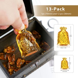 YU FENG 13 Pack Crystal Chinese Money Bag Figurine Glass Golden Fortune Treasure Basin Statue Ornament for Wealth Success Good Luck Home Car Decor Arts (70mm & 30mm)