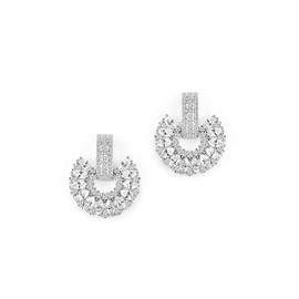 Cubic Zirconia Crystal Knot Earrings for Women, Gold Geometric Drop Dangle Earrings for Prom Wedding Bridesmaid Jewelry Gift (White Gold)