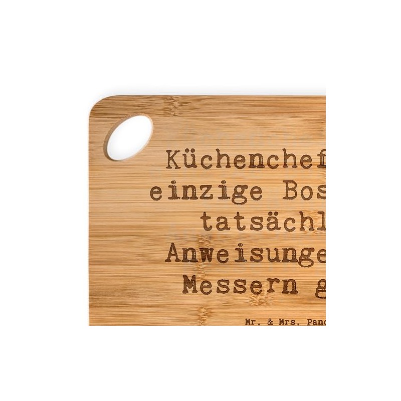 Mr. & Mrs. Panda Bambus - Schneidebrett Spruch Küchenchef: Der