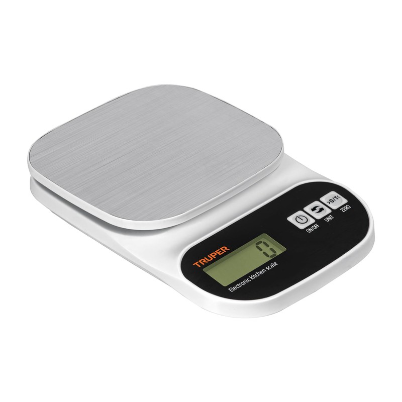 Truper BASE-5EA, Báscula digital para cocina plato de acero inoxidable