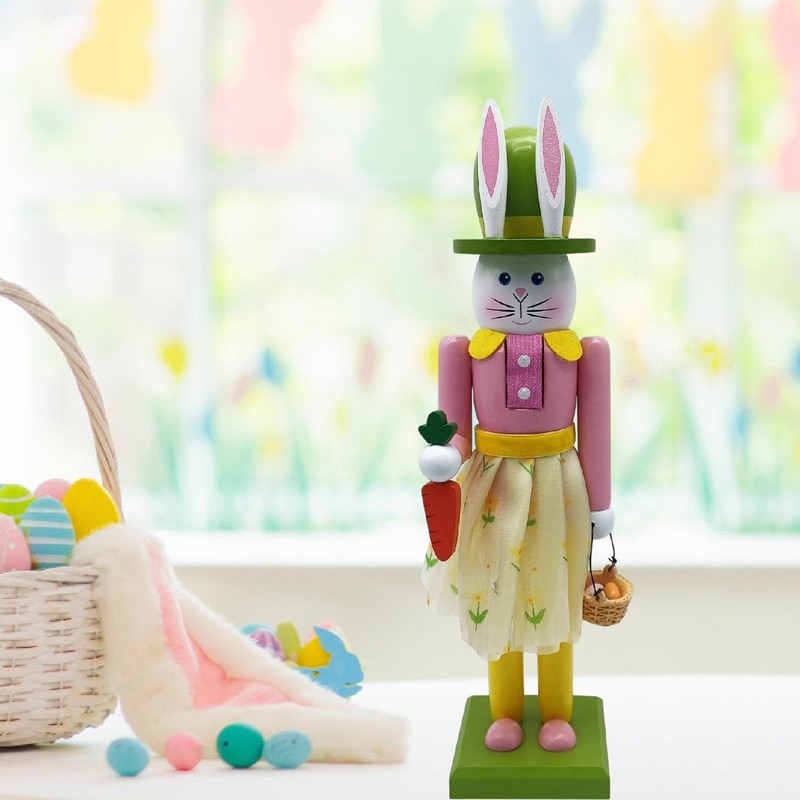 Perfeclan Easter Bunny Nutcracker Decor Nutcracker Figure, Traditional Rabbit Decoration