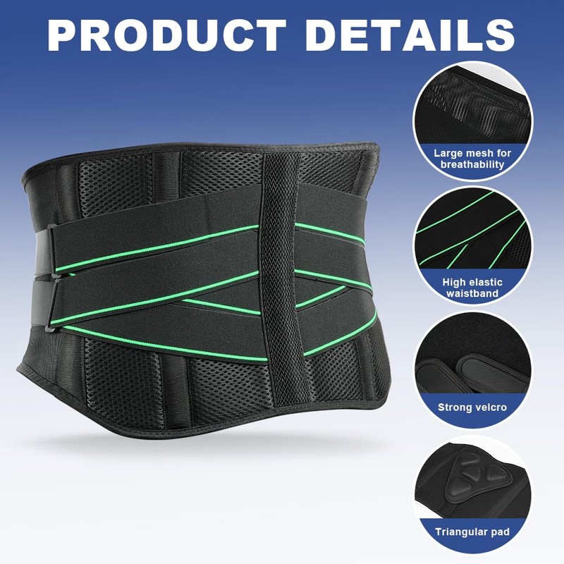 AOGOE Back Support Belt with 5 Metal Supports, Back Brace