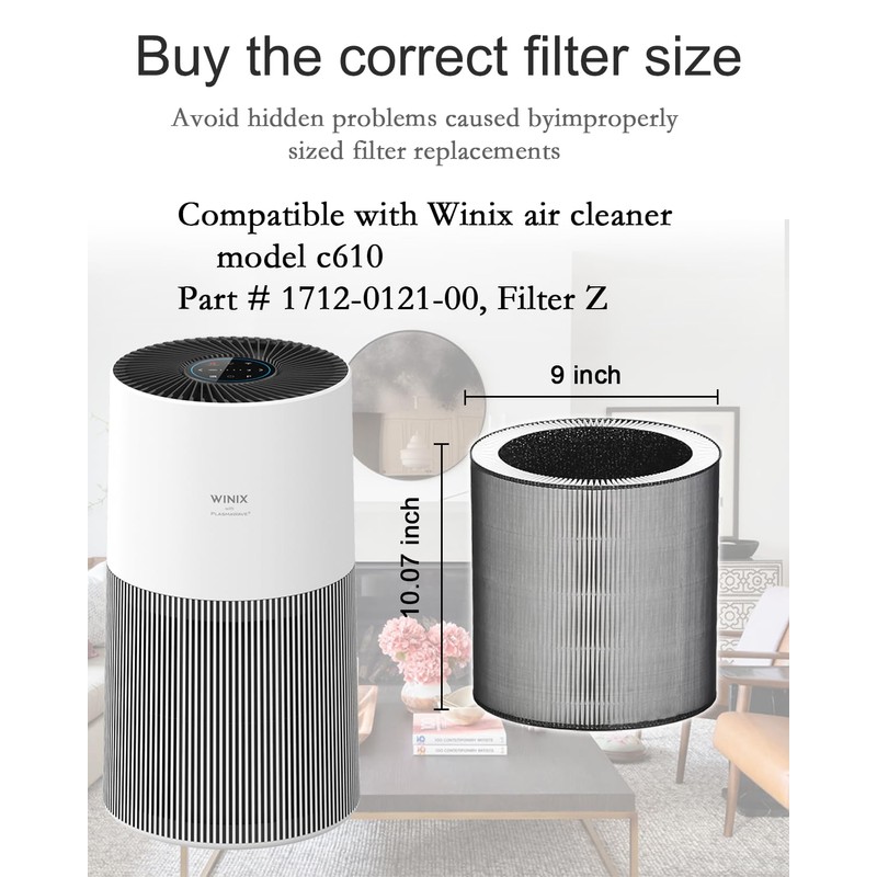 WOCASE 2 Pack C610 Replacement Filters Z, Compatible with Winix
