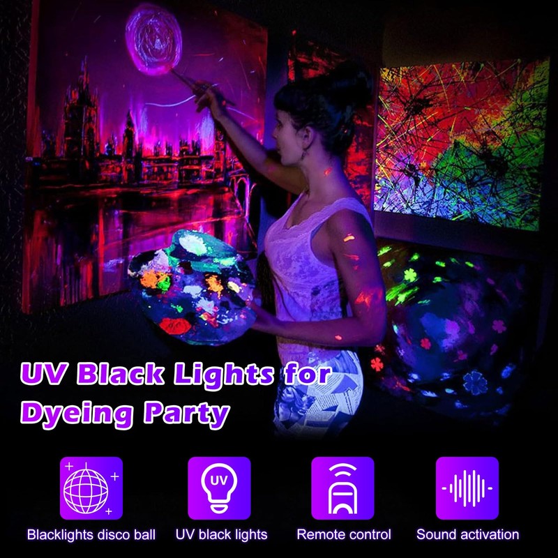 DJPTYGCK 2 in 1 Glow Party Black Light Disco Ball