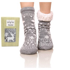 Fralosha Women's Long Section Lovely Deer Socks Thick Thermal Insulated Winter Flooring Floor Socks Fuzzy Socks Home Sleep Autumn Winter Socks Gift -