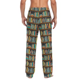 KEEPREAL Men’s Library Book Shelf Pajama Pants with Pockets, Comfortable Lounge Straight-Fit Men Sleep Bottoms