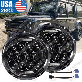 Unbranded Pair 7" Inch Round LED Headlight Hi/Lo Beam DRL For Land Rover Defender 90 &