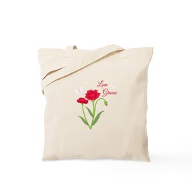 CafePress Carnation Flower Plant Butterflies Love Grows Tote Reusable Natural Beige Canvas Shopping Bag