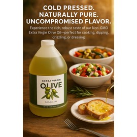 Healthy Harvest Extra Virgin Olive Oil – 1 Gallon, Cold Pressed, Non-GMO, Natural EVOO for Salad Dressings, Sautéing, Roasting & Cooking, Rich Flavor, Unfiltered, Nutrient-Dense