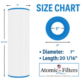 Atomic USA Made Pool Filter Replaces Replaces Pentair Clean & Clear Plus 3, Filbur FC-1976, Unicel C-7470, Pleatco PCC80, Pentair R173573 7"x 20" Filter Cartridge (4 Pack)