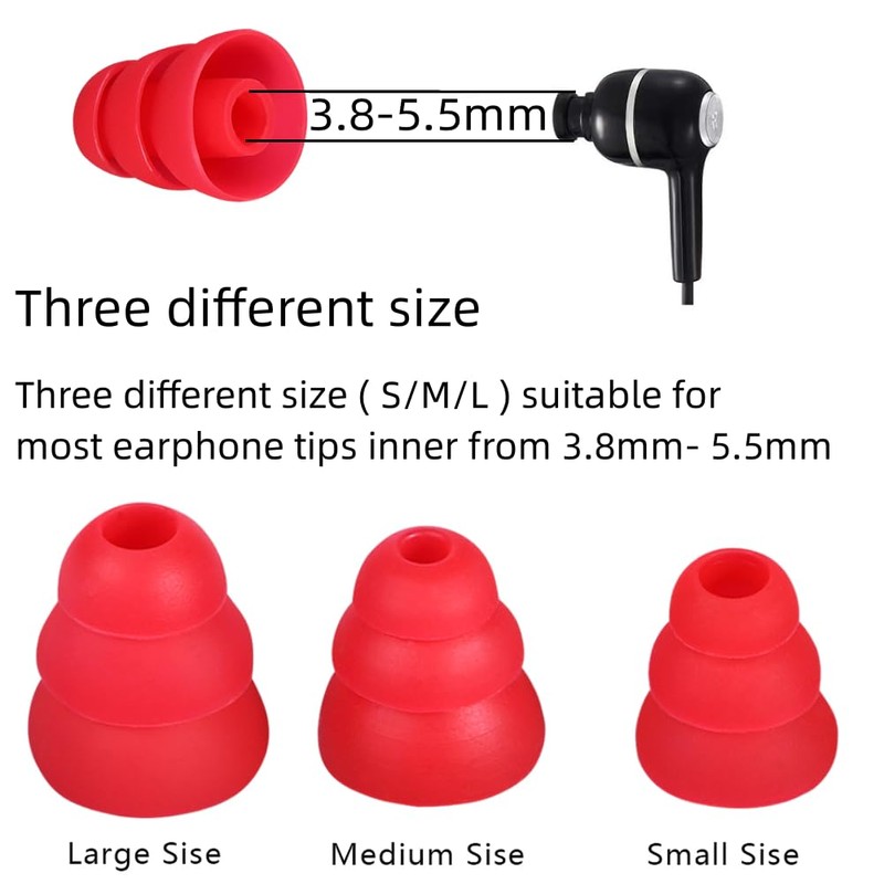 SNHTLS 9 Pairs Triple Flange Earbud Tips Earbud Tips Replacement