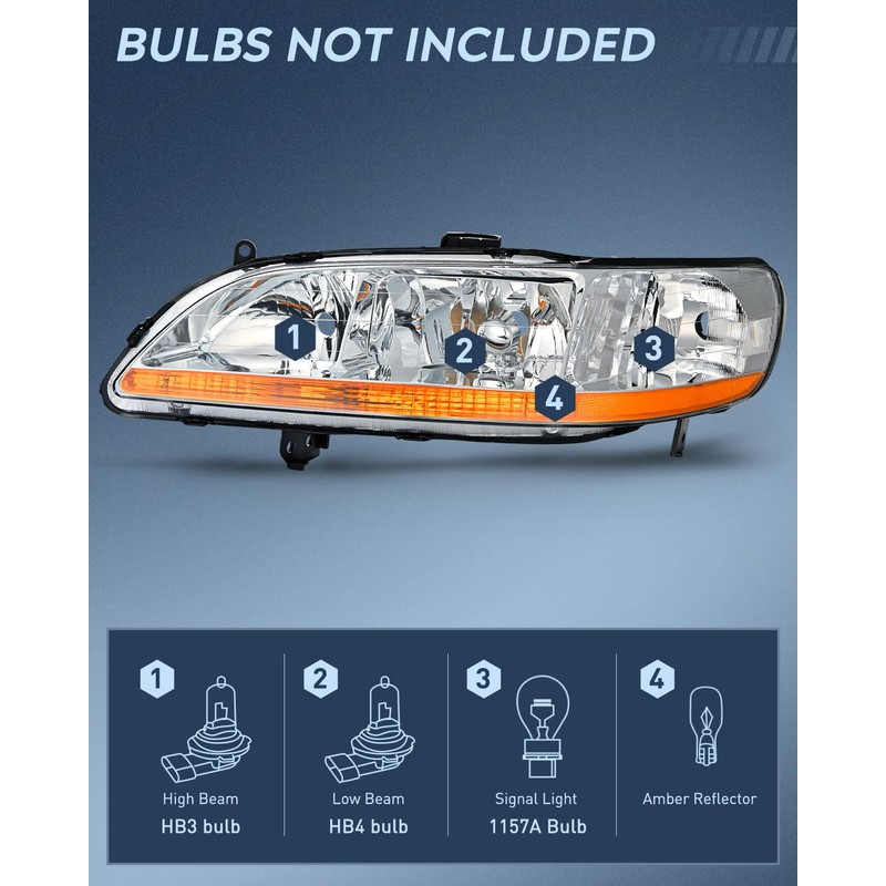 Nilight Headlight Assembly Compatible with 1998 1999 2000 2001 2002