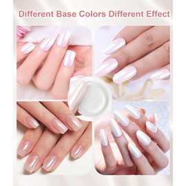BISHENGYF Pearl Chrome Nail Powder - 4pcs Iridescent Aurora Chrome Powder Pearl Mirror Effect Glitter Powder Pearlescent Ice Transparent Mermaid Pigment Dust for Nail Art Diy