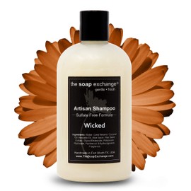 The Soap Exchange Hair Shampoo - Wicked Scent - Hand Crafted 12 fl oz / 354 ml Natural Artisan Hair Care, Gentle, Sulfate & Paraben Free, Cleanse, Moisturize, & Protect. Made in the USA.