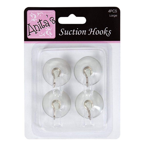 Anitas Suction Hooks, 1 1/8", Clear, Large, Pack Of 4,