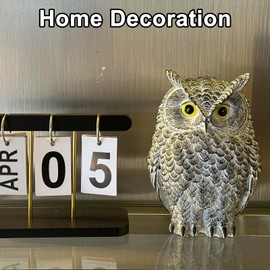 Yanflerent Realistic Owl Statue for Indoor & Outdoor Decoration, Effective Birds Deterrent for Garden, Patio, Yard, and Home Decor, Suitable for Spring Decor (Gray)