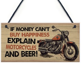 Red Ocean Funny Motorbike Sign Gifts For Him| Novelty Hanging Wall Decor For Garage, Man Cave | Perfect for Motorcycle Enthusiasts | Biker Gifts For Dad, Brother, Son, Uncle, Grandad