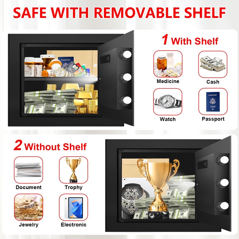 1.3 Cuft Small Fire Proof Safe for Home Documents, Anti-theft
