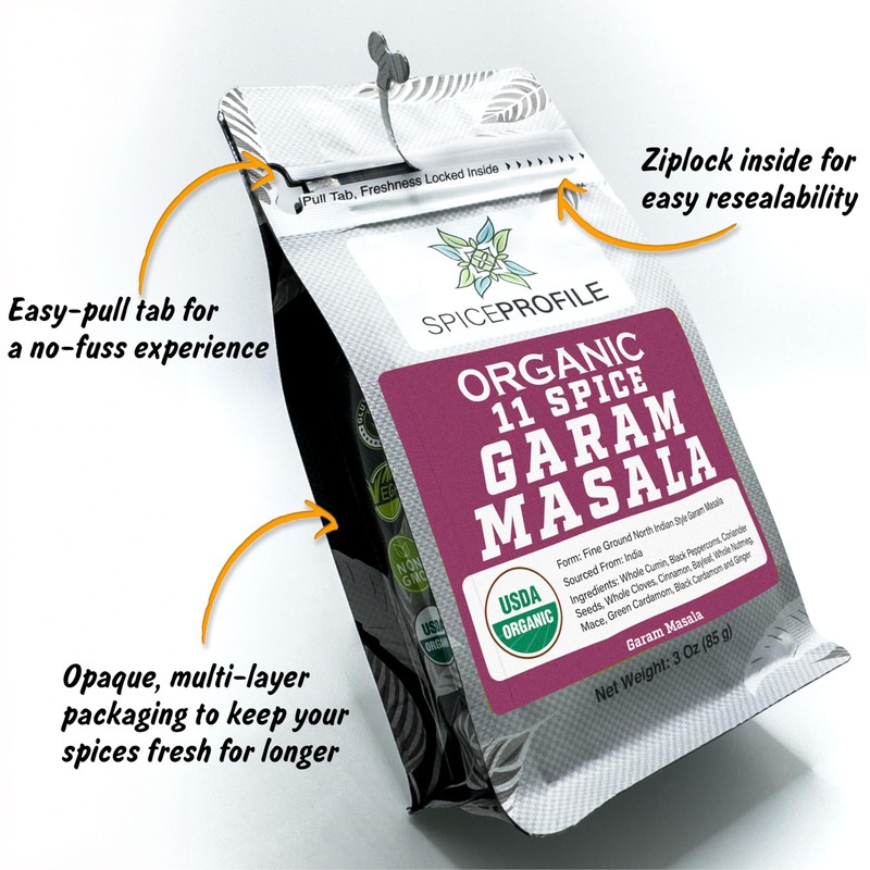 Spice Profile USDA Organic 11-Spice Garam Masala, 3 oz, Lab