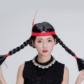 New Women's Funny Indian Style Party Wig Indian Women's Wig