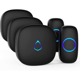 SECRUI Wireless Doorbell with 3 Receivers, Waterproof Doorbell Operating at 1,000 Feet Range 58 Chimes 5 Volume Levels LED Flash Light Easy Install for Home, Office, School-Black