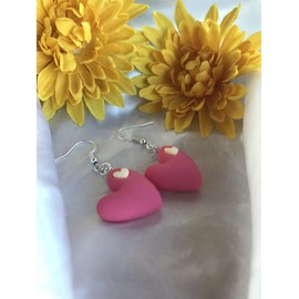 Generic Hot Pink Heart Earrings for Women Trendy,Pink Jewelry Lightweight Earrings Dangling Heart Shaped Earrings For Women Unique Gifts, rose