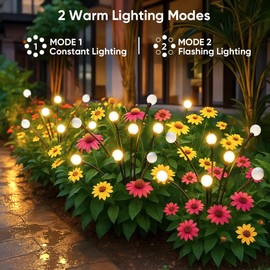 BIMOIA Solar Lights Outdoor Waterproof: 8 Pack 64 LED Swaying Firefly Solar Powered Garden Lights - Warm LED Lighting Outside Pathway Yard Patio Decorations - Unique Gardening Gifts for Women Mom