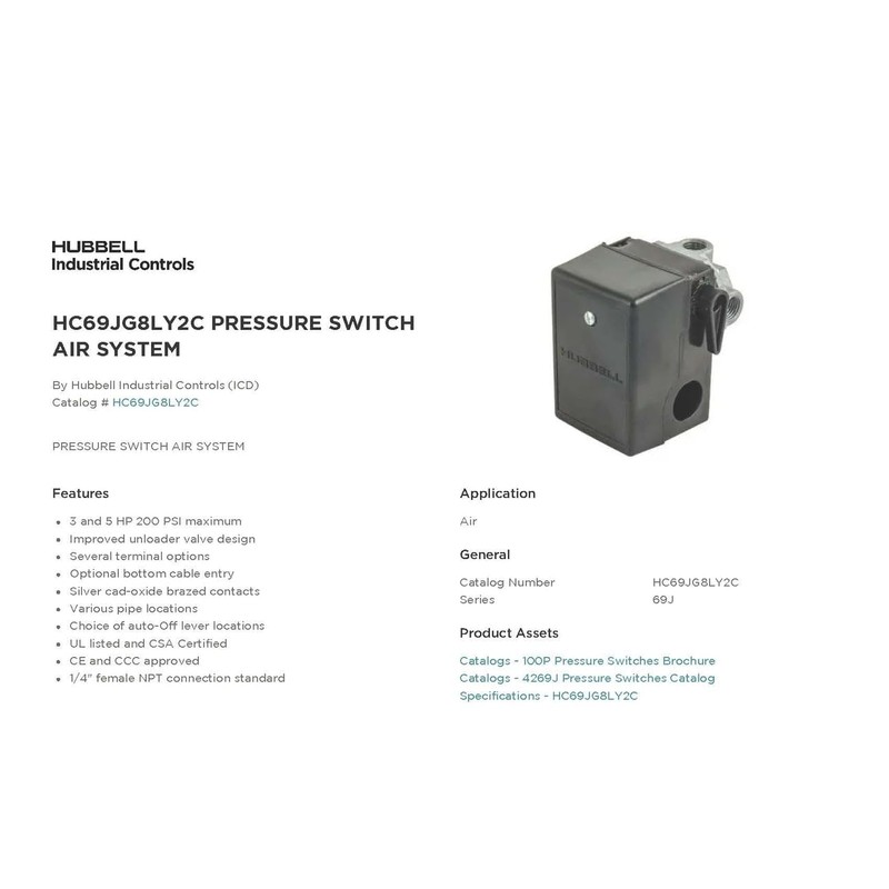 115-150 PSI, Heavy Duty American Made Air Compressor Pressure Switch,