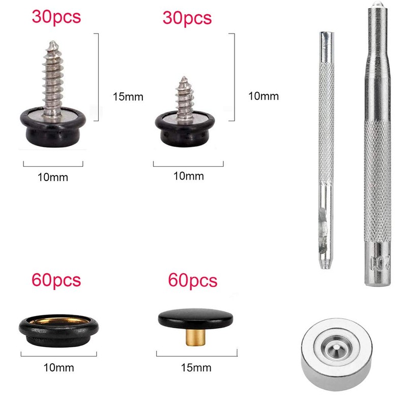 BetterJonny 180pcs Screw Push Button, 60 Sets Stainless Steel Snap