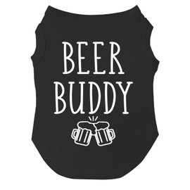 Beer Buddy Dog Tee Shirt | Sleeveless | Funny Beer Lovers | Brewery Bar | Drinking Parade Event Party (Black, Small 245)
