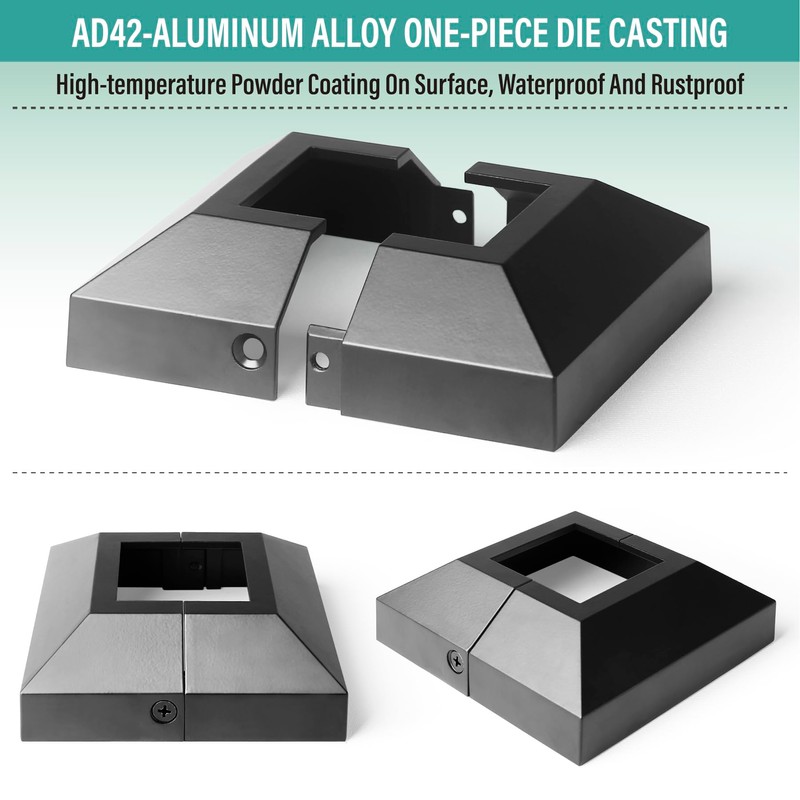 AJOVW 2Pcs 2" (2" Post/4.5" Base) Aluminum Post Base Cover,