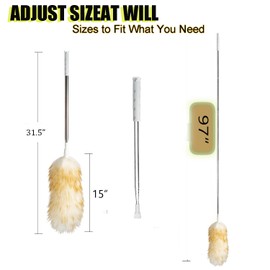 Leories Lambswool Feather Duster with Extension Pole up to 97inch,Extendable Feather Duster Used for Cleaning High Ceiling Fan, High Ceilings,Furniture,Hard to Reach Areas