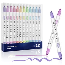 EooUooIP Highlighters Pen, 12 Colors Broad and Fine Tips Pastel Pens Pastel Highlighters for School Student Office
