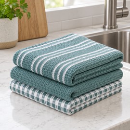 100% Cotton Waffle Dish Cloths for Kitchen Cleaning – Soft, Absorbent & Quick-Drying 3-Pack for Everyday Dishwashing