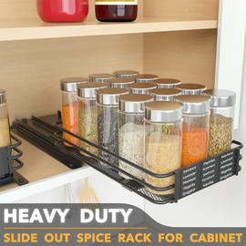 SpaceAid Pull Out Spice Rack Organizer for Cabinet, Heavy Duty Slide Out Seasoning Kitchen Organizer, Cabinet Organizer, with Labels and Chalk Marker, 6.5" W x10.75 D x2.5 H, 1 Drawer 1-Tier