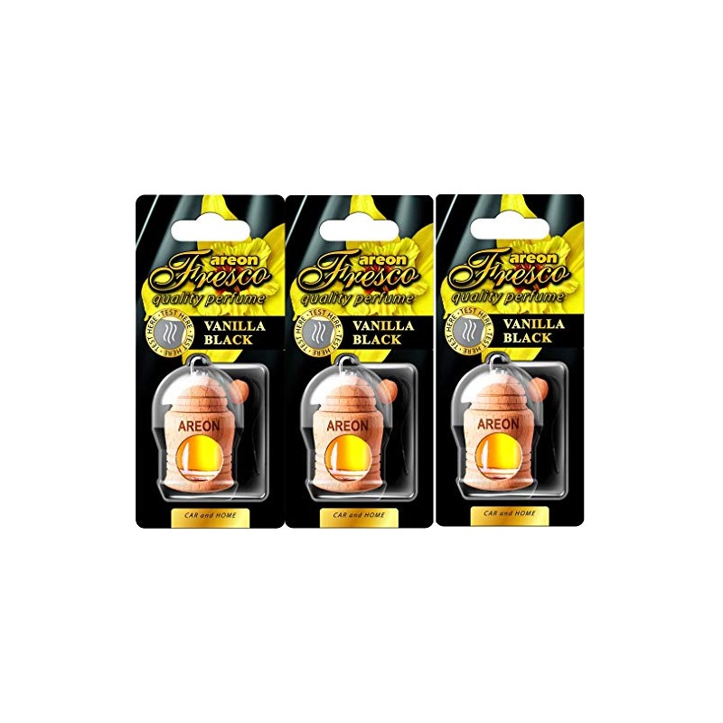 Areon Fresco Auto Vanille Schwarz Duft Glas Duftflakon Set Flakon