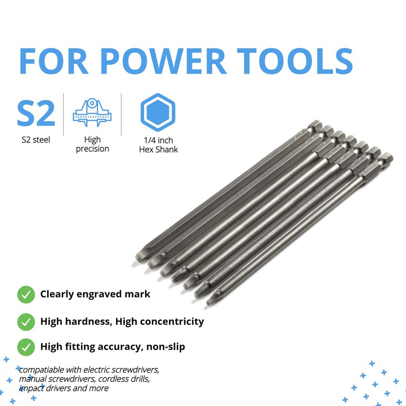 VESTTIO Square Head Screwdriver Bit Set 7PCS SQ1 SQ2 SQ2.5