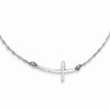 Million Charms 925 Sterling Silver Rhodium-Plated Large Sideways Curved Cross