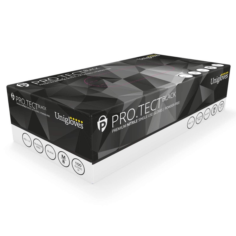 Unigloves PRO.TECT Black GA0042 Nitrile Single Use - Multipurpose, Powder